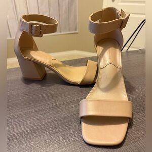 French Connection Nude Block Heel Ankle Strap Sandals size 8.5